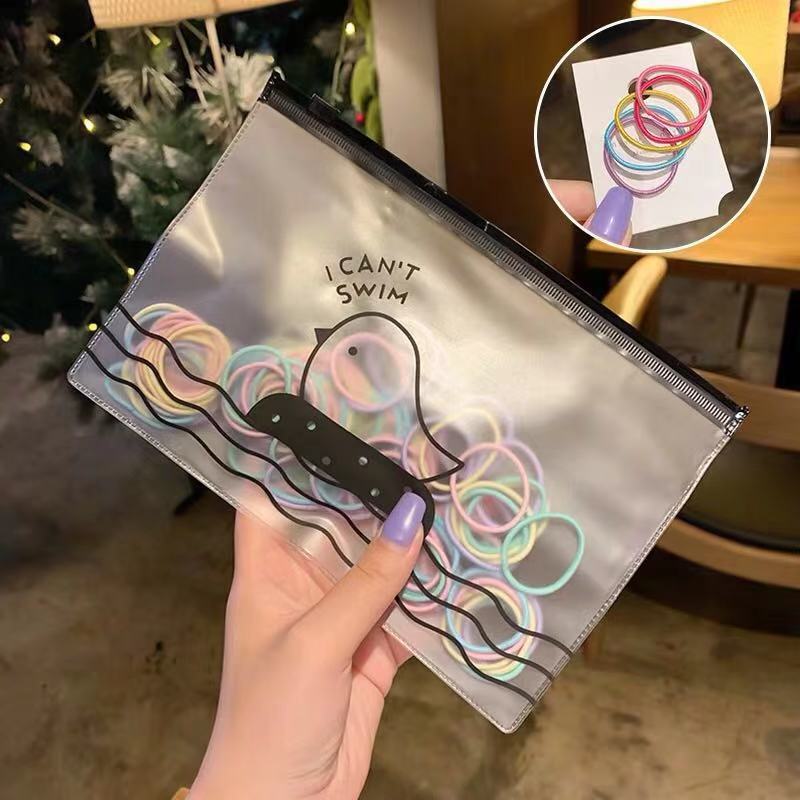 Set 100 Dây Thun Buộc Tóc Nhiều Màu Xinh Xắn