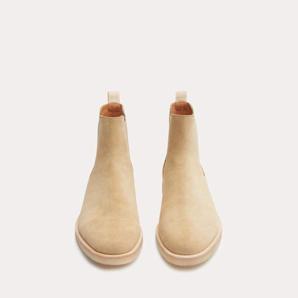 Chelsea boots thời trang nam màu nâu chất liệu da lộn đế crepe tăng 3.5cm chiều cao MSa