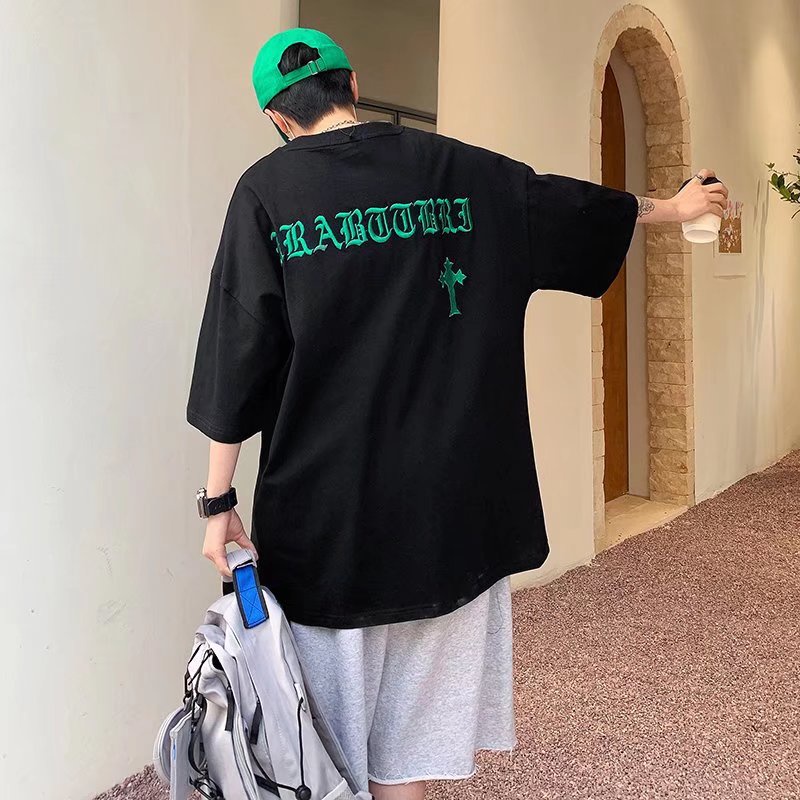 Áo Thun Tay Ngắn Dáng Rộng Cỡ Lớn Thoải Mái Thời Trang Mùa Hè Phong Cách Hip Hop Hàn Quốc Cho Nam size M-2XL