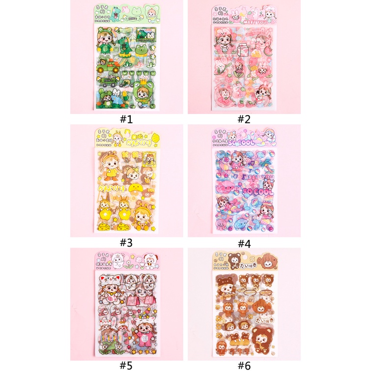 Set 4 tấm sticker nhũ kim tuyến chống thấm nước hình cô gái cute
