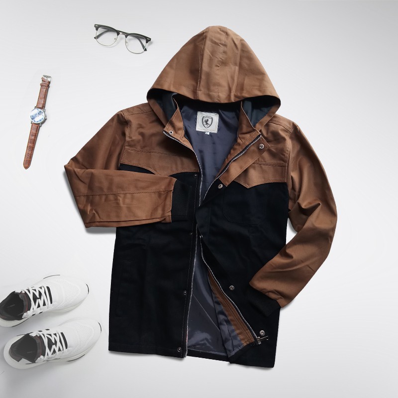 Áo Khoác Kaki Nam Có Nón Phối Màu KATUSCO A2039, Vải Kaki Lót Dù Dày Dặn, Form Suông Dễ Mặc, Size Từ 55-85kg | BigBuy360 - bigbuy360.vn