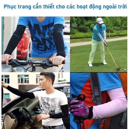 Ống tay chống nắng Hàn Quốc chính hãng AquaX, Găng tay chống nắng chất liệu làm mát lạnh, chống tia bức xạ UV