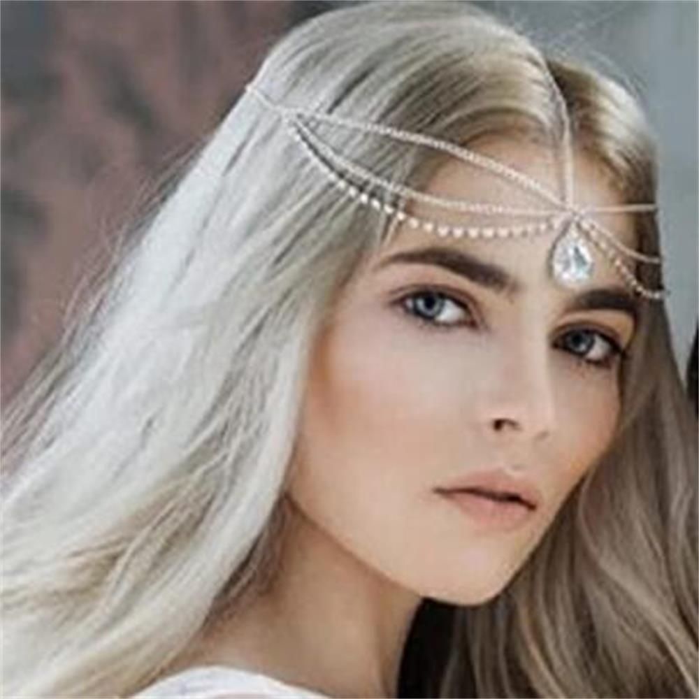 Bebetterm 1Pc Head Chain Crystal Rhinestone Alloy Wedding Jewelry Bride Hair Jewelry Accessories