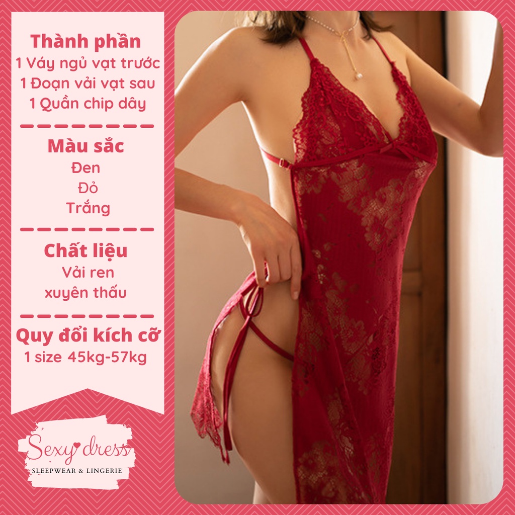 Đầm ngủ sexy, váy ngủ nữ gợi cảm 2 dây xuyên thấu ren khêu gợi hở lưng giá rẻ nhiều màu SX2 | BigBuy360 - bigbuy360.vn