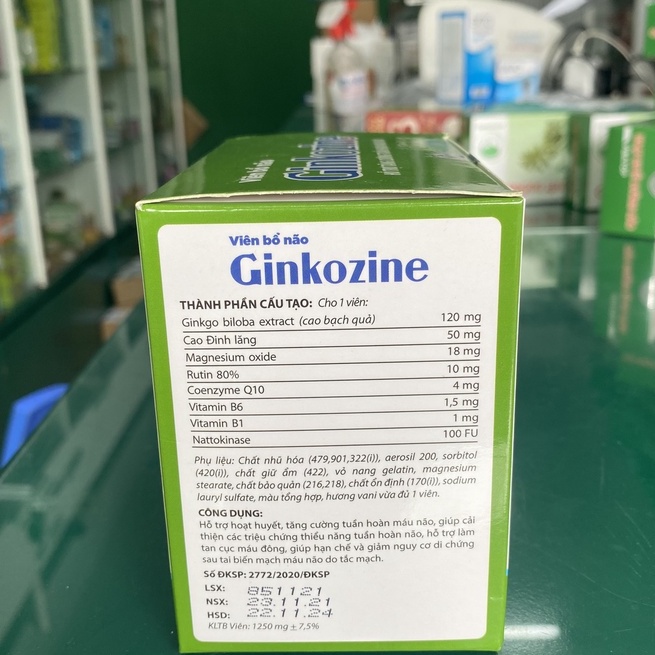 Viên Bổ Não Ginkozine -Giúp hoạt huyết, tăng cường tuần hoàn máu não giảm đau đầu, hoa mắt, chóng mặt, đau nửa đầu