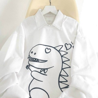 Áo sweater khủng long nỉ phong cách basic