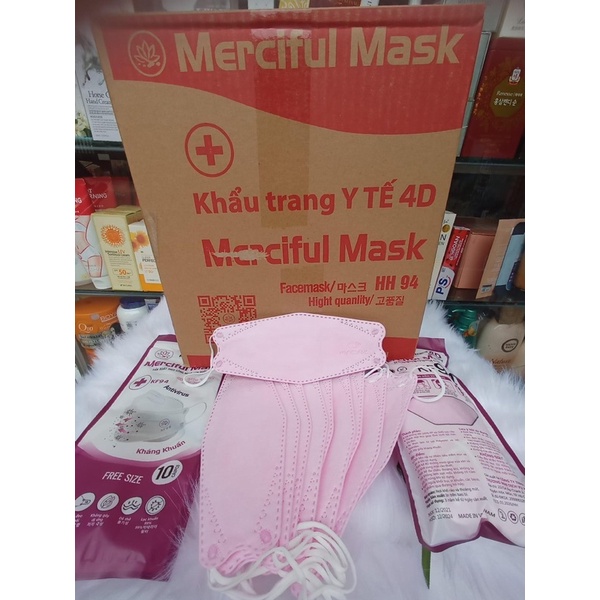 Combo 10 Bịch 100 Cái Khẩu Trang KF94 Vừa Ôm Sát Mặt Màu Hồng Vải Mịn Merciful Maks
