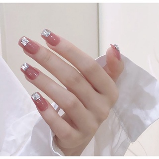 Bộ 24 móng tay giả hồng đính đá