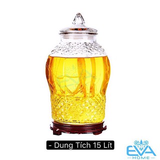Bình Ngâm Thủy Tinh 15 Lít Dáng Chum Hoạ Tiết Kim Cương 8833 - 15L