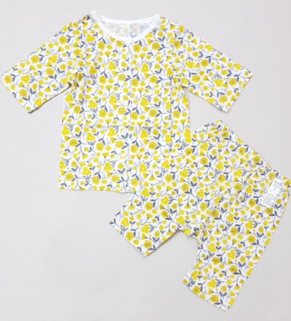 Bộ cotton tre xuất Hàn Moimojn hoa vàng