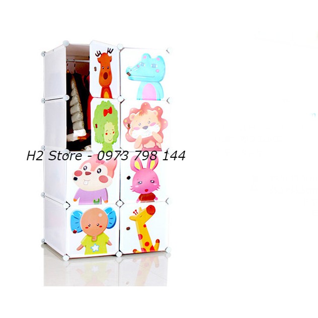 [GIÁ SỈ] TỦ NHỰA LẮP GHÉP 8 Ô CỬA CÁ SẤU CUTE CHO BÉ ĐỂ ĐỒ ĐA NĂNG THÔNG MINH sâu 47cm