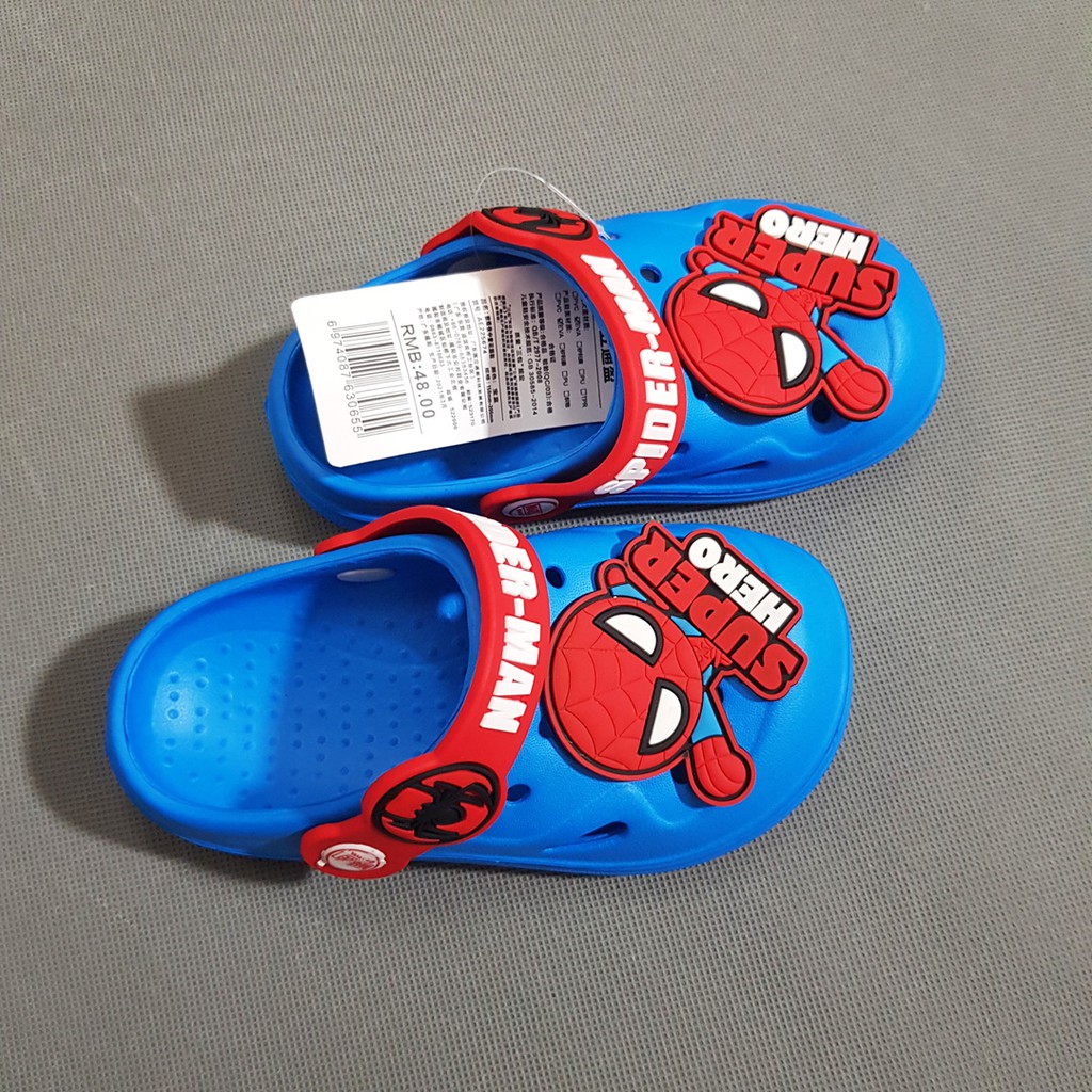 Dép lỗ hoạt hinh người nhện spiderman và ironman siêu ngầu bé trai