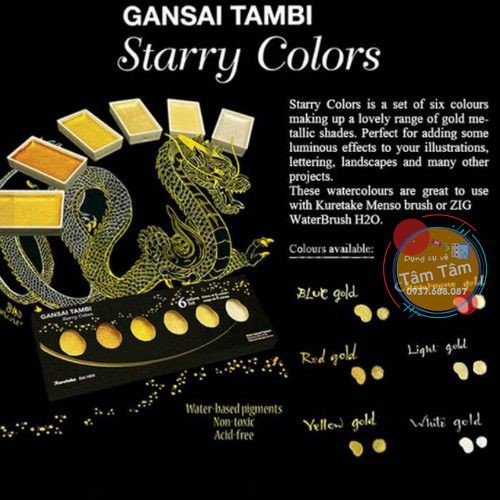 [ TÂM TÂM ]-Màu nhủ Starry watercolor Kuretake Gansai Tambi-