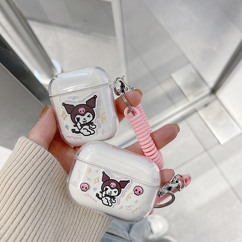 Vỏ Bảo Vệ Hộp Sạc Tai Nghe airpods 1 2 Pro 3rd Generation Pro 1/2 Trong Suốt Chống Sốc Họa Tiết Hoạt Hình Kèm Dây Đeo Kiểu Nhật Hàn