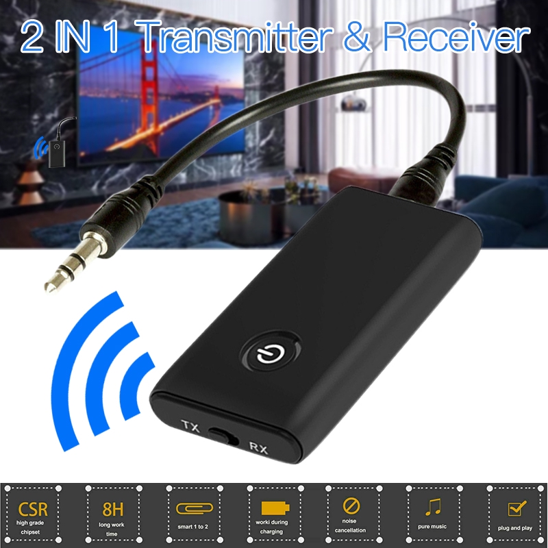 Adapter thu phát âm thanh Bluetooth 5.0 T không dây A2DP jack aux 3.5mm thông dụng