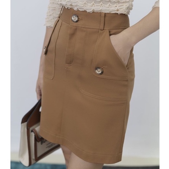 Chân váy chữ a đính cúc 2 túi trẻ trung cá tính, Juyp công sở vải kaki cao cấp Orchid CT8A560