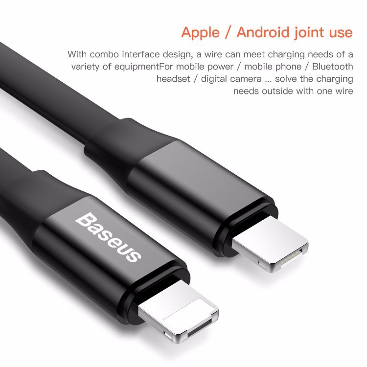 Baseus 2 in 1 Fast Charging USB Cable Lightning Micro for Android Samsung iPhone