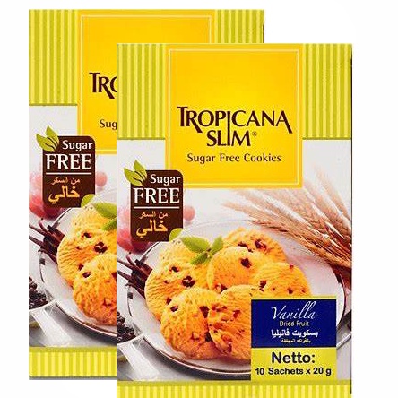 Combo 2 hộp bánh quy ăn Kiêng Tropicana Slim Vanilla 200g (10 x 20g) - Thích hợp cho người ĂN KIÊNG, TIỂU ĐƯỜNG