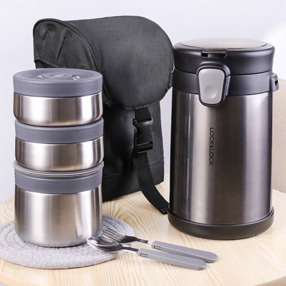BỘ HỘP CƠM GIỮ NHIỆT LOCKNLOCK EASY CARRY 2.0L - LHC8034 (màu xám)