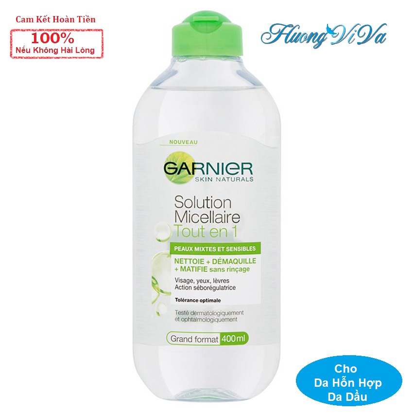 [BẢN PHÁP] Nước Tẩy Trang Garnier SkinActive Solution Micellaire Tout En 1 / Biphase Micellaire Tout En 1 - 400ml