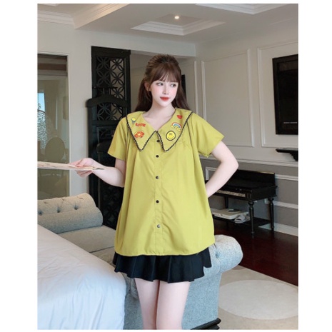 Áo bầu cộc tay mùa hè dáng tiểu thư dễ thương, mặc đi làm, đi chơi(chất đẹp, bán shop)