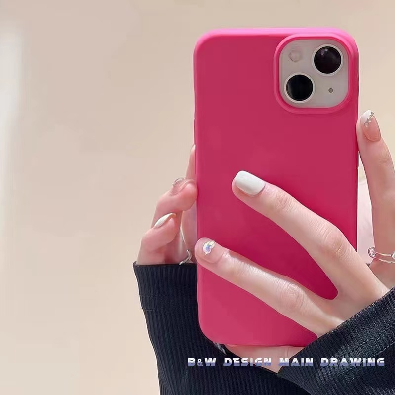 Ốp Điện Thoại Silicon Màu Hồng Đỏ Thời Trang Chống Sốc Cho iPhone 13 12 11 Pro MAX IX XS MAX XR