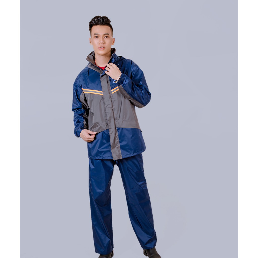 Áo Mưa 2 Lớp Phản Quang Lion H1 Màu Phối Xám