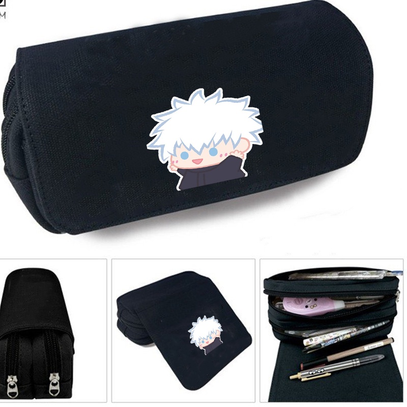 Hộp bút vải canvas in hình JUJUTSU KAISEN VER TẬP THỂ DỤC dễ thương đi học đựng đồ dùng học tập tiện lợi