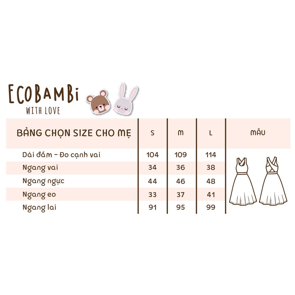 Đầm nữ ECOBAMBI cotton thêu chéo lưng | BigBuy360 - bigbuy360.vn