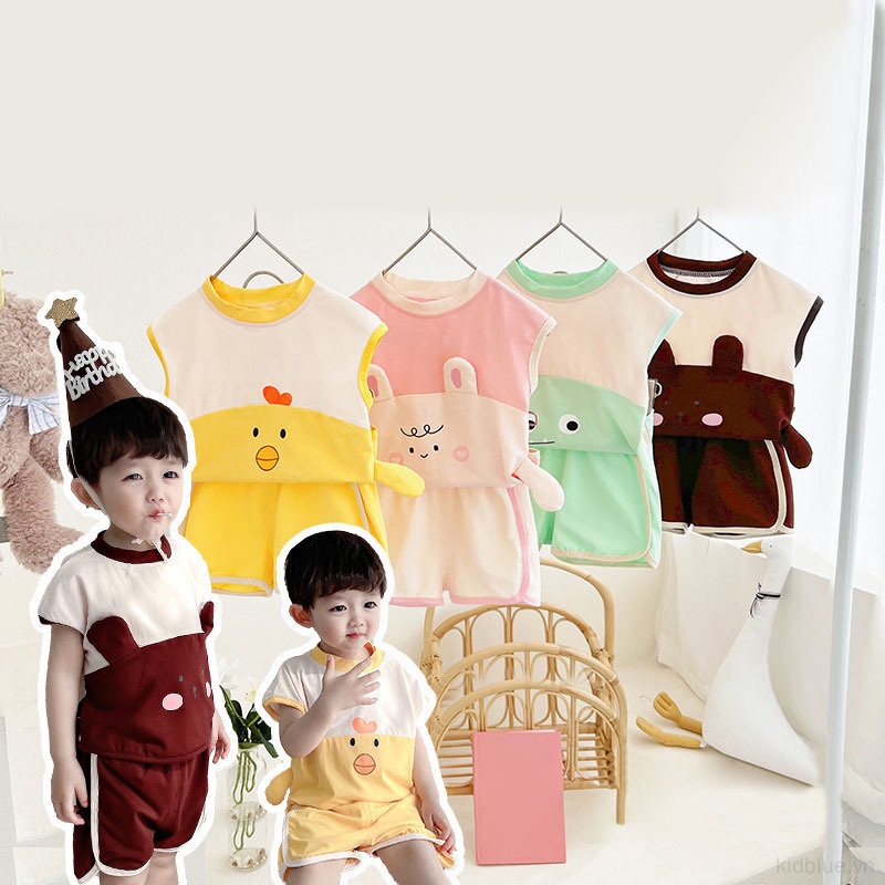 Bộ Quần Áo Thun Cotton In Hoạt Hình Đáng Yêu Thời Trang Dành Cho Trẻ