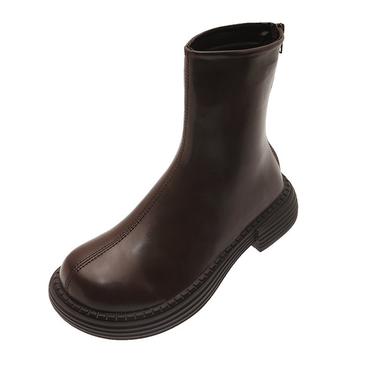 Giày bốt cổ thấp mũi tròn phối khóa kéo thời trang cho nữ
 | BigBuy360 - bigbuy360.vn