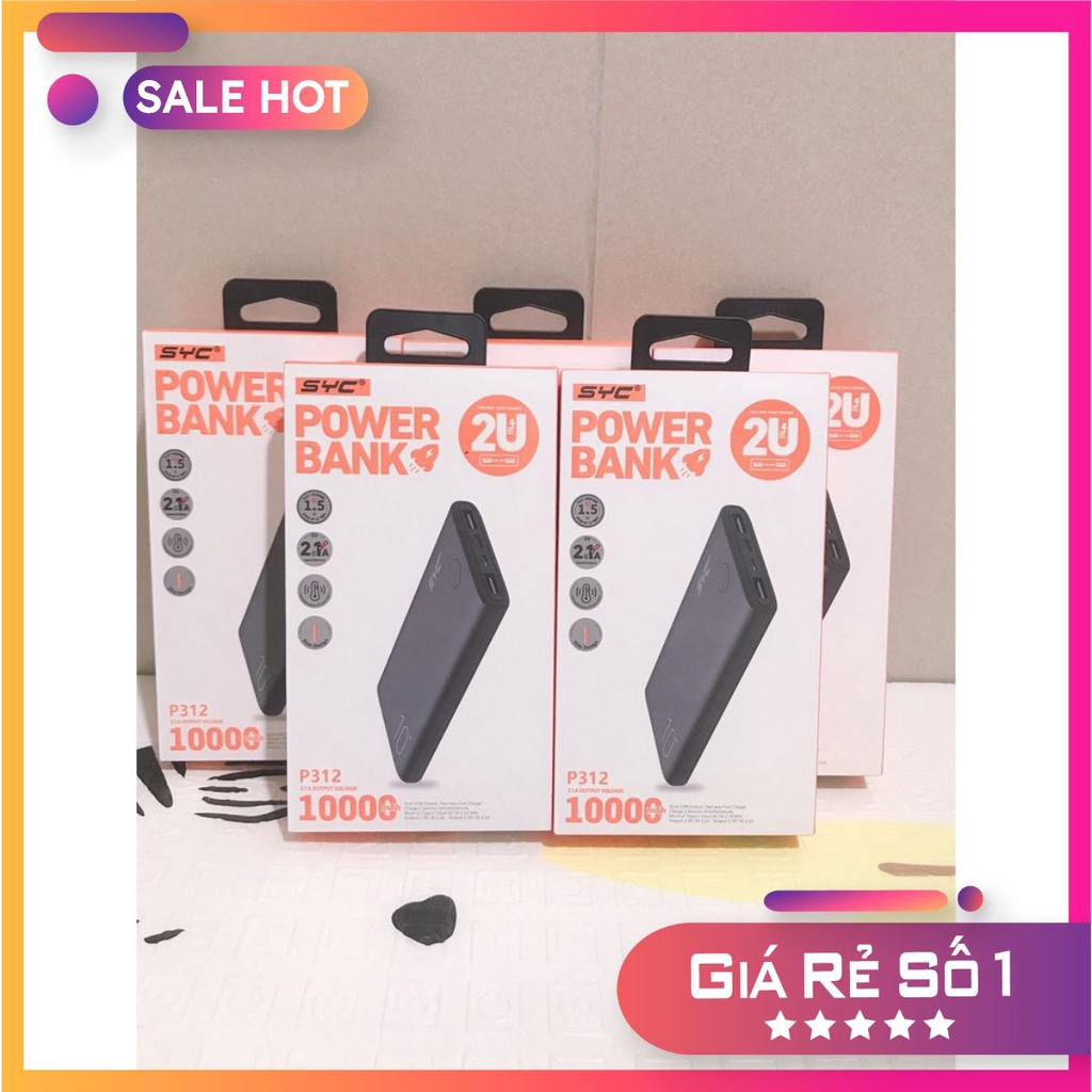 Sạc pin dự phòng power 10000mah syc hàng cao cấp chính hãng 100%