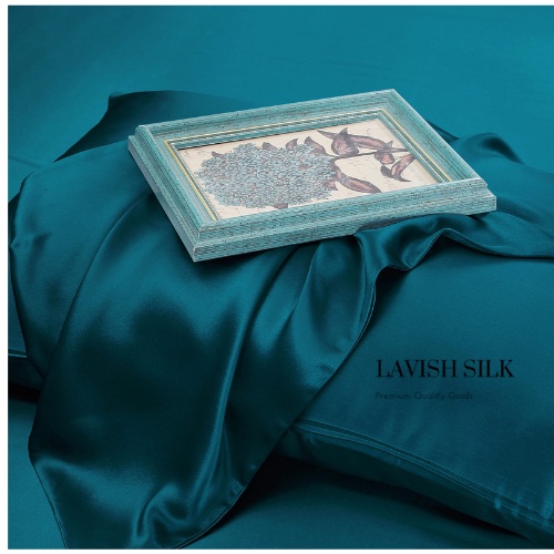 Bộ Ga Gối Lụa Lavish Silk Xanh Cổ Vịt Cao Cấp Mát Lạnh Hàng Loại 1 Không Nối Vải - CG032