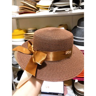 [Mã FATPBAU2 giảm 40K đơn 150K] Mũ cói cước vành phẳng Dior nơ dài