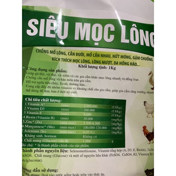 200g Siêu Mọc Lông - chống mổ lông, cắn đuôi, lông mượt, da hồng, nứt móng cho gà đá, gà tre, gà chọi, gà cảnh