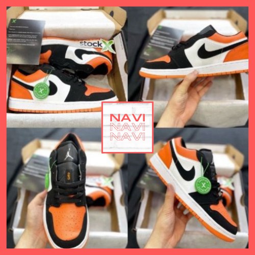 Giày thể thao nam nữ cổ thấp, Giày Jordan 1 cam thấp thời rrang hàng chuẩn đẹp, full box bill