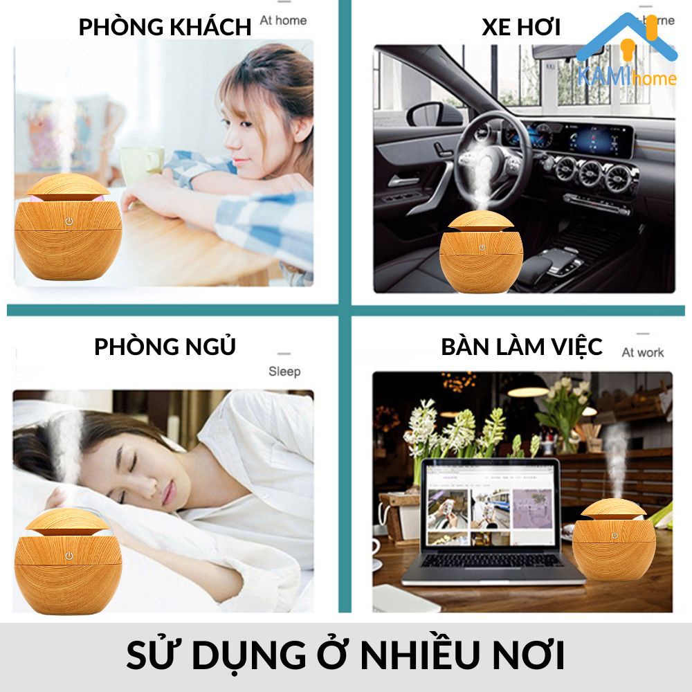 Máy xông tinh dầu mini 200ml kiểu phun sương tạo ẩm phòng ngủ và để bàn KM17006