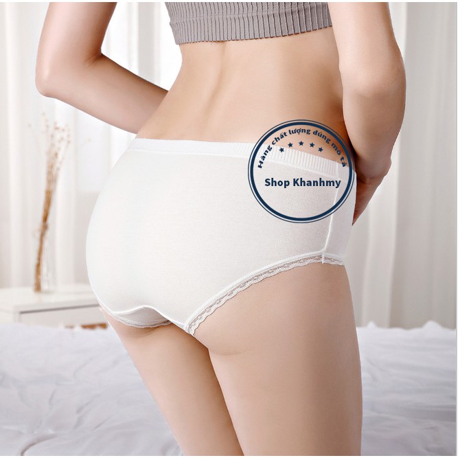 Quần lót nữ cotton viền ren kháng khuẩn có chọn size chọn màu QL04 | BigBuy360 - bigbuy360.vn