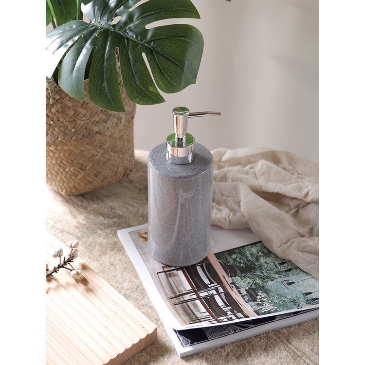 Bình Gốm Sứ Xám Đựng Xà Phòng Tắm Dạng Nhấn Làm Sạch Da Mặt Cho Phòng Tắm Khách Sạn