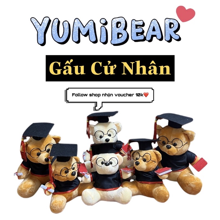 Gấu Cử Nhân (Gấu Tốt Nghiệp) Có Kính 2 Size (20cm,30cm) Gấu Đẹp Giá Rẻ