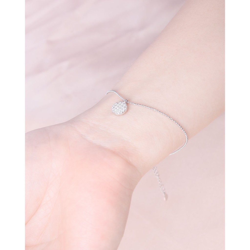 Lắc Tay Nữ Bạc Ý S925 Sợi Bi Tròn Mặt Nạm Đá Cá Tính Tesa V062112- MonLilas Jewelry
