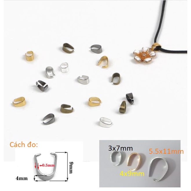 10-50 móc kẹp treo mặt dây chuyền nhiều màu nhiều size, móc treo mặt dây chuyền