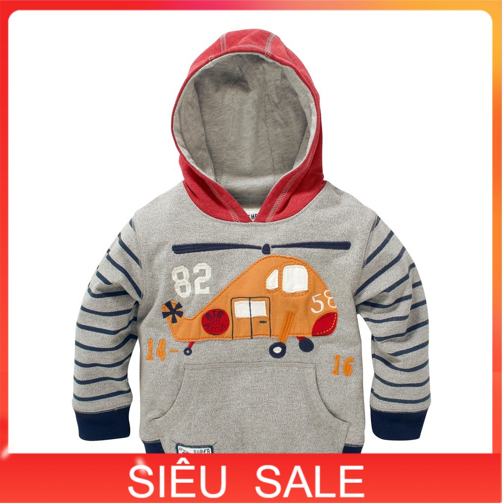 Áo khoác nỉ trẻ em 2-6 tuổi thêu máy bay hãng Little maven. Áo nỉ bé trai có mũ vải nỉ da cá cao cấp
