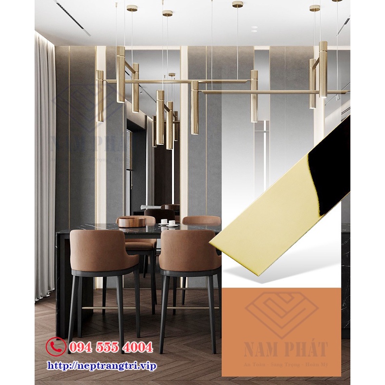 Cuộn 100M-La inox 304, phào chỉ trang trí, thanh la inox, lập la inox, la inox chỉ tường
