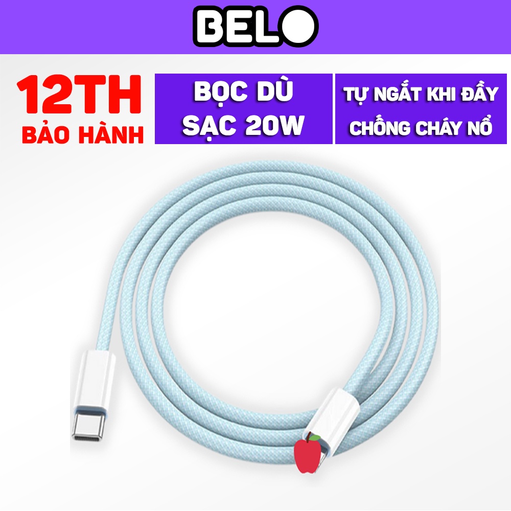Dây Cáp Sạc 20w Bọc Dù Type-c To Laining Hỗ Trợ Sạc Nhanh Cho Điện Thoại Phụ Kiện Belo - BS02