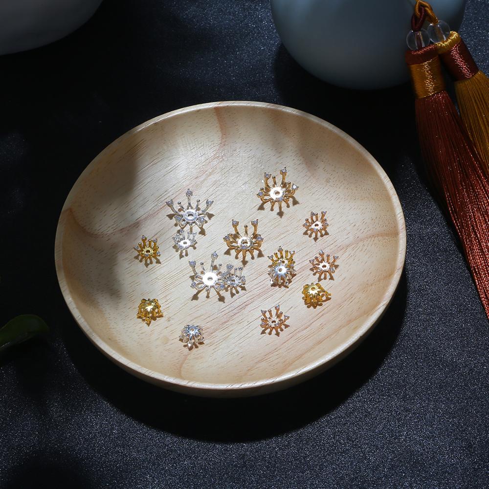 Nút đồng đính đá zircon BEADIA chèn giữ phụ kiện làm đồ trang sức thủ công
