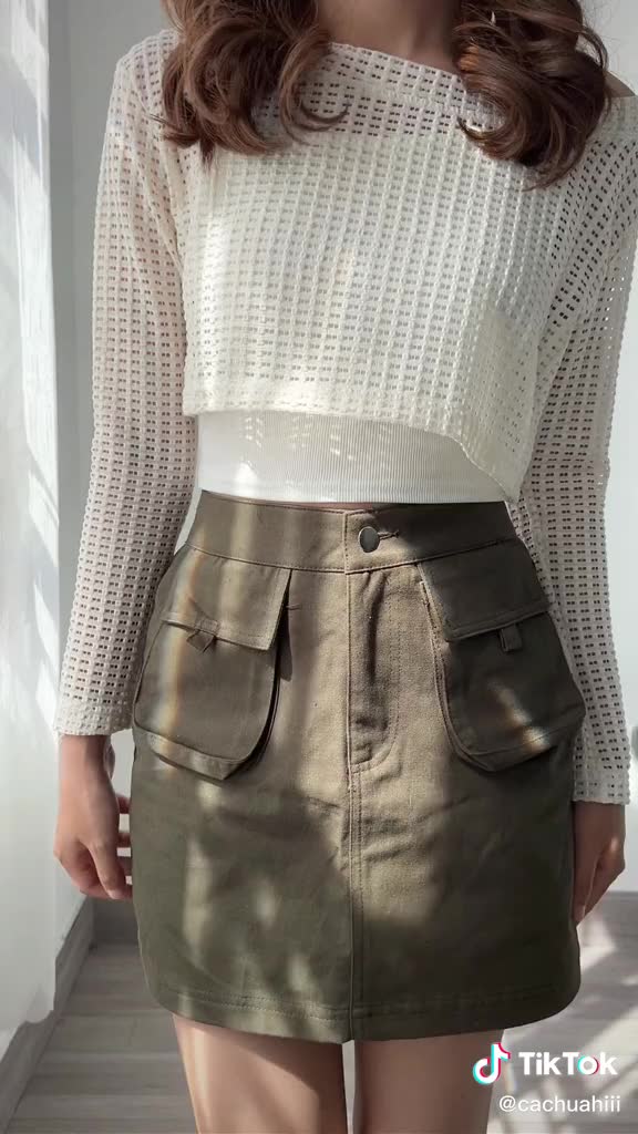 Chân Váy KaKi Nữ Túi Nắp Chữ A Lưng Cao BIGSIZE MA35 | BigBuy360 - bigbuy360.vn