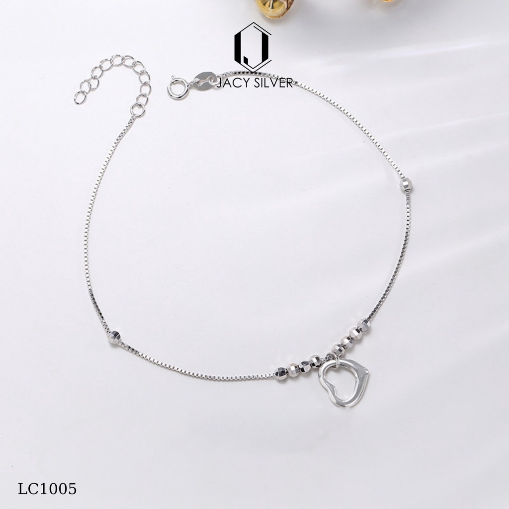 Lắc Chân Bạc 925 Hình Trái Tim, Vòng Chân Bạc Ý Cho Nữ Jacy Silver LC1005