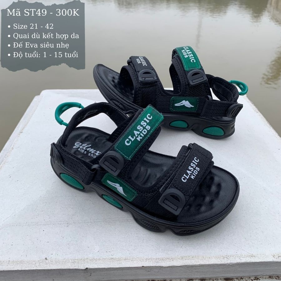 Sandal bé trai dép quai hậu đi học trẻ em nam 1 2 3 đến 15 tuổi quai ngang siêu nhẹ kháng khuẩn phong cách Hàn Quốc ST49