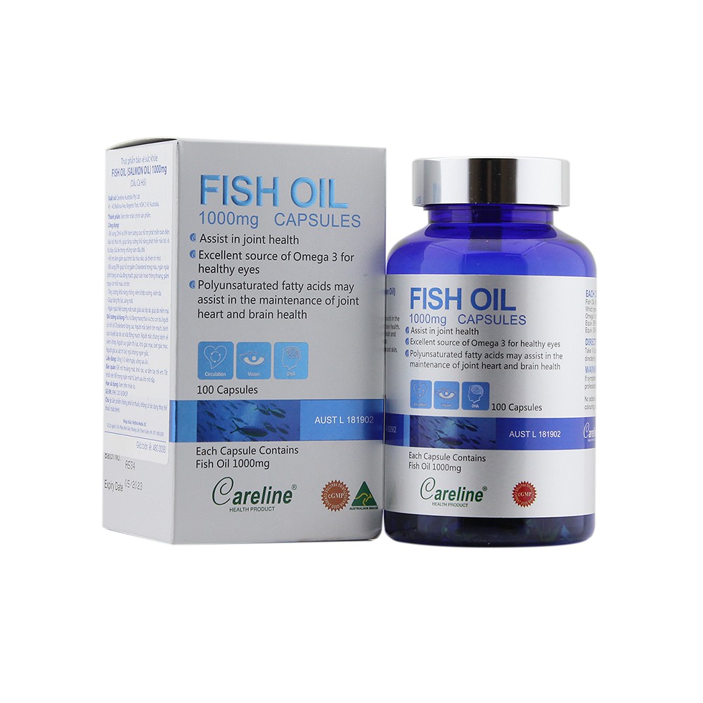 Viên Uống Dầu Cá Hồi Bổ Sung Omega-3 Tăng Cường Sức Khoẻ Careline Fish Oil (Salmon Oil) 100 viên